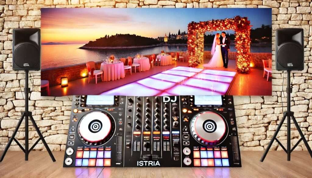 DJ za vjenčanja Istra - Profesionalni DJ setup na luksuznoj lokaciji uz prekrasan ambijent